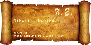 Nikolits Euniké névjegykártya
